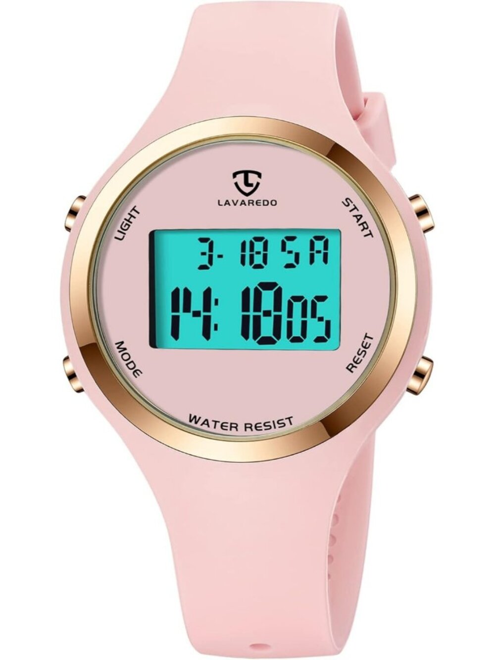 Women's All Pink Quartz Chronograph Waterproof Outdoor Sport Alarm Digital Watch